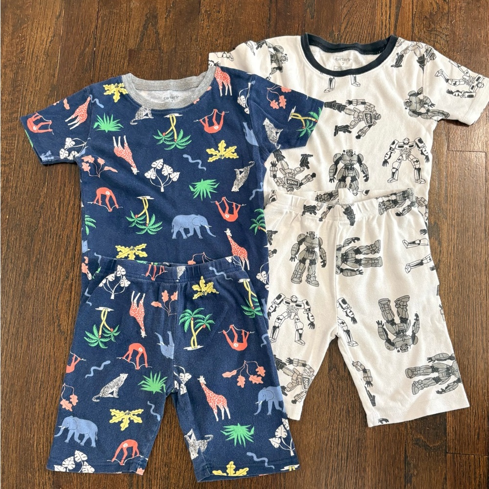 2 Carter’s size 7 summer short sleeve / shorts pajama sets